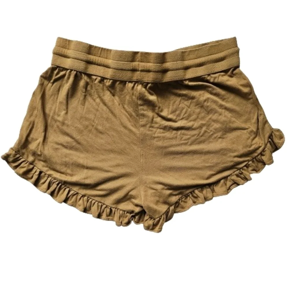 Kate Quinn Golden Brown Bamboo Ruffle Shorts